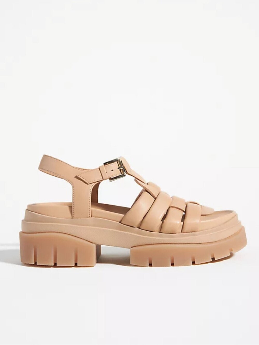 ANTHROPOLOGIE ASH Sirena Beige  leather Platform Fisherman Sandals